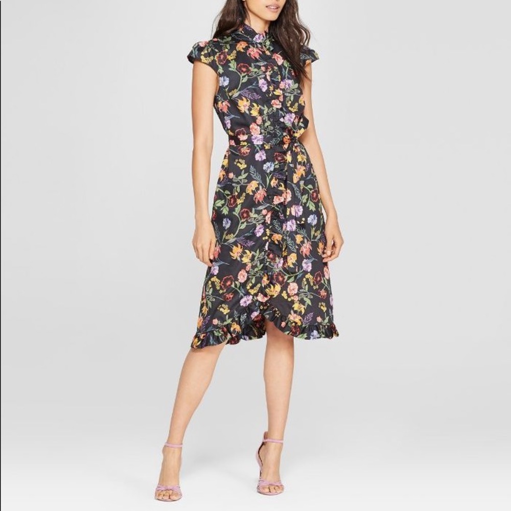 Who What Wear Floral Button Midi Dress